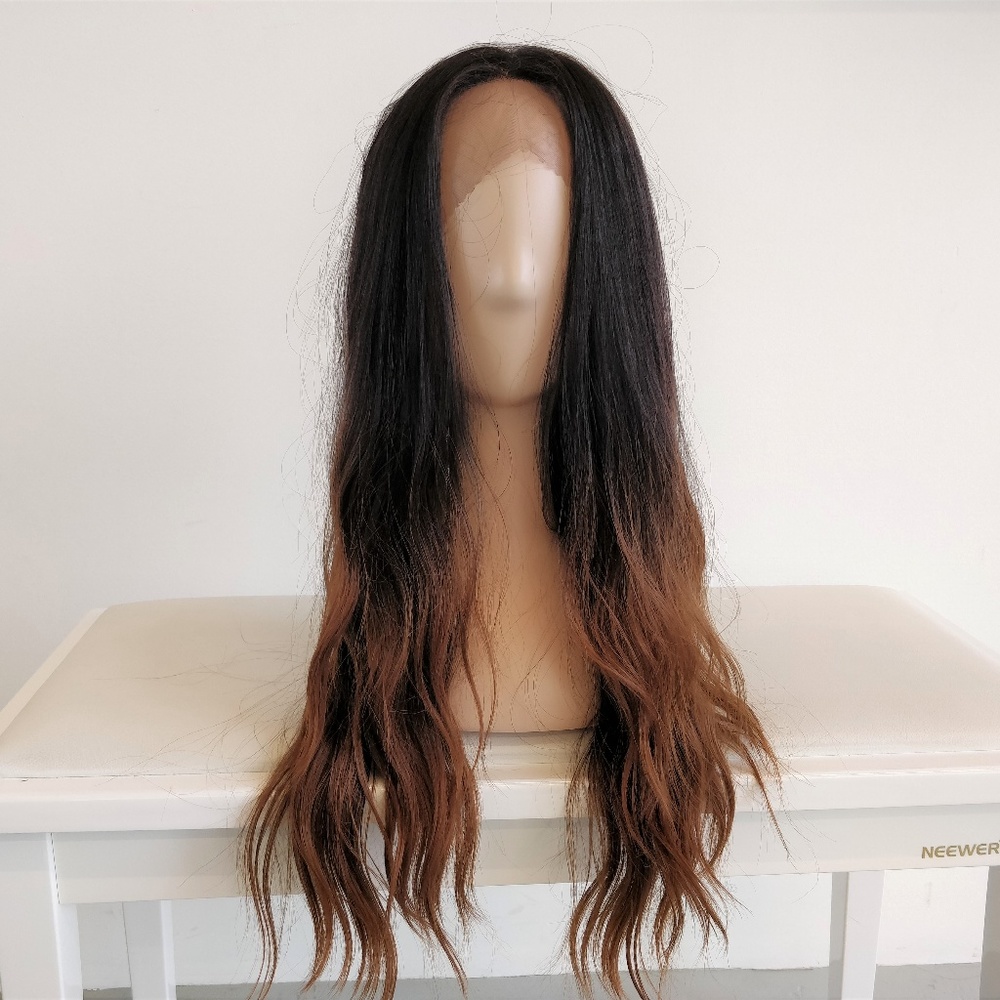 24" Black Brown Ombre Lace Front Wig